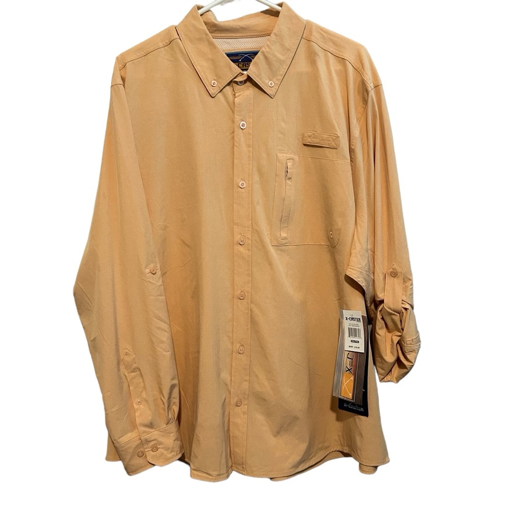 NWT X-Caster Tallwoods Peach Fishing Shirt Vented Long Sleeve H27